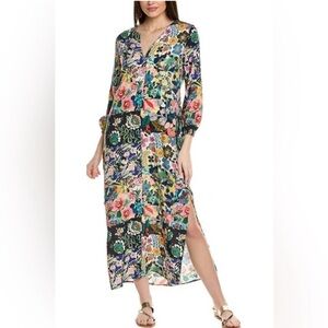 Johnny Was Layla Dress Large Puff Sleeve Maxi Cover Up